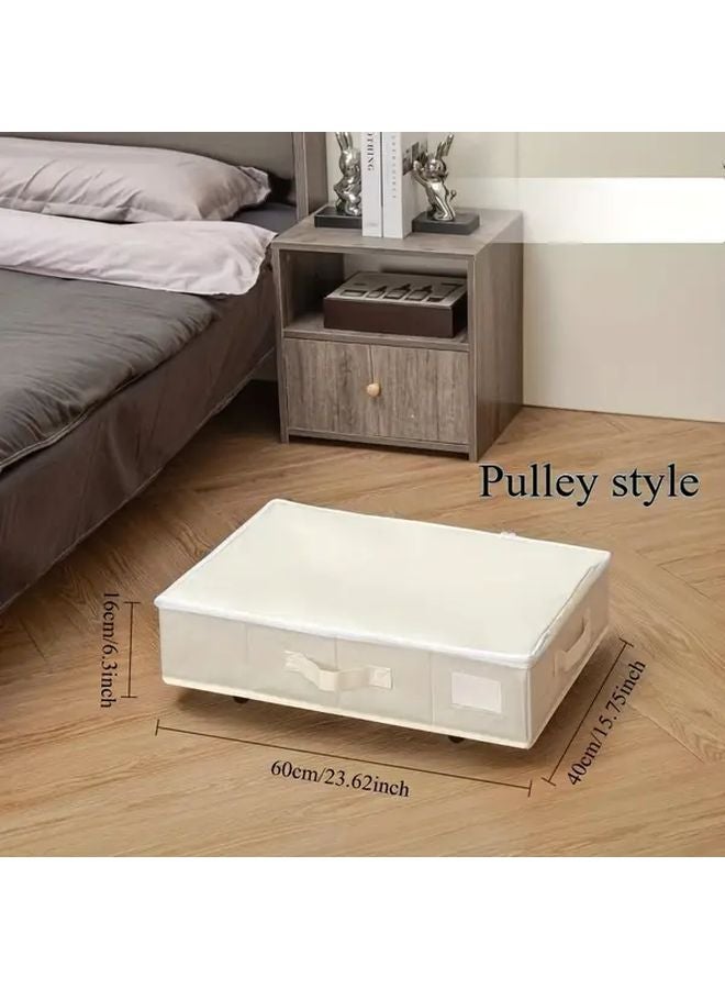 Black Foldable Under Bed Storage Box With Wheels For Clothes And Seasonal Organizer - Image 3